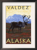 Caribou Scene, Valdez, Alaska Posters by Lantern Press 