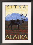Caribou Scene, Sitka, Alaska Posters by Lantern Press 