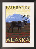 Caribou Scene, Fairbanks, Alaska Posters by Lantern Press 