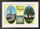 Hartford, Connecticut - a Souvenir of the City, View of Capitol Bldg and Oak Tree Print