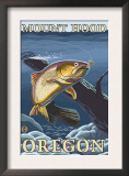 Trout Fishing Cross-Section, Mount Hood, Oregon Print by Lantern Press 