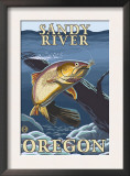 Trout Fishing Cross-Section, Sandy River, Oregon Art by Lantern Press 