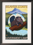 Beaver & Mt. Hood, Government Camp, Oregon Prints by Lantern Press 