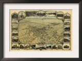 Bakersfield, California - Panoramic Map Poster