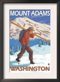 Skier Carrying Snow Skis, Mount Adams, Washington Posters