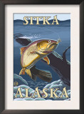 Trout Fishing Cross-Section, Sitka, Alaska Prints by Lantern Press 