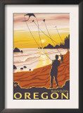 Beach & Kites, Bandon, Oregon Posters by Lantern Press 