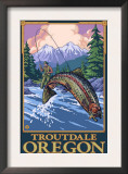 Fly Fishing Scene, Troutdale, Oregon Prints by Lantern Press 