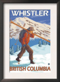 Skier Carrying Snow Skis, Whistler, BC Canada Prints