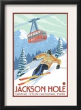 Wyoming Skier and Tram, Jackson Hole Prints