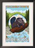 Beaver & River, Columbia Gorge, Oregon Print by Lantern Press 
