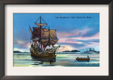 Plymouth, Massachusetts - The Mayflower Landing in 1620 Scene Poster