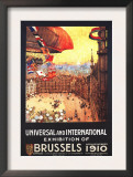 Brussels, Belgium - Lebaudy Airship with World Flags at Expo Posters