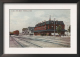 Pocatello, ID - Trains & People Around Train Depot Art