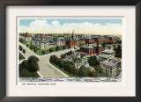 Worcester, Massachusetts - Aerial View of City Hospital Print