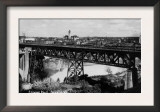 Spokane, Washington - View of Spokane Falls and Bridge Print