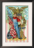 Labor Day Souvenir Labor Holding US Flag and Sledgehammer Prints