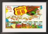 Map of Route 66 from Los Angeles to Chicago Prints