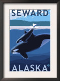 Seward, Alaska - Orca and Calf Scene Prints by Lantern Press 