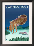 Connecticut - Cuttlefish Scene Poster