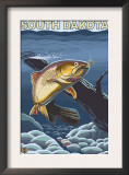 Cutthroat Trout Fishing - South Dakota Print by Lantern Press 