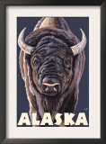 Alaska, Bison Up Close Poster by Lantern Press 