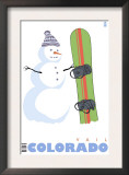 Vail, Colorado, Snowman with Snowboard Posters by Lantern Press 