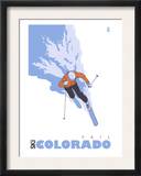 Vail, Colorado, Stylized Skier Prints by Lantern Press 