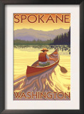 Spokane, Washington, Canoe Scene Prints by Lantern Press 