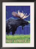 Breckenridge, Colorado, Moose in the Moonlight Print by Lantern Press 