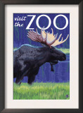 Visit the Zoo, Moose in the Moonlight Posters by Lantern Press 