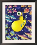 Submarine Surrounded by Fish Prints