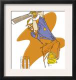 A Man Swinging a Cricket Bat Prints