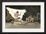Native American Shaman Using Pictures on a Buffalo Robe to Cure a Young Man's Illness Prints