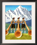 Three Swiss Men Playing Alphorns Prints