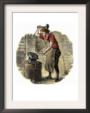 Blacksmith Making Horse-Nails by Hand on an Anvil Print