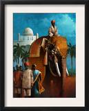Indian Man Riding Elephant Prints