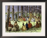 Jesuit Missionary Preaching to Native Americans and Fur Traders in the Wilderness Posters