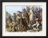 Native Americans Aboard Ship to Trade Their Furs to Europeans Posters