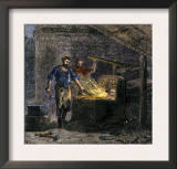 Blacksmith and His Assistant at a Forge Prints