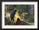 Trappers and Woodsmen Exchanging Stories Around a Campfire Prints