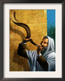 Man Blowing Shofar for Rosh Hashanah Prints