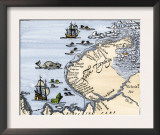 Early Map Showing Nova Zembla Off the Arctic Coast of Russia, Probably 1600 Prints