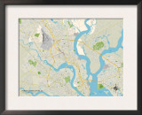 Political Map of North Charleston, SC Prints