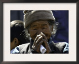 Old Woman with Hands to Face, Nepal Print by David D'angelo
