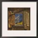 Reflection of Mountain and Forest in Window of Old Cabin, Uncompahgre National Forest, Colorado Prints by Jeff Vanuga