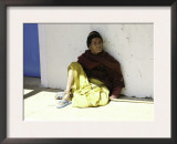 Old Woman Sitting Against a Wall, Nepal Prints by David D'angelo