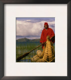 Traditiona Totora Reed Boat & Aymara, Lake Titicaca, Bolivia / Peru, South America Posters by Pete Oxford