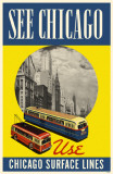 See Chicago Use Chicago Surface Lines Blue Yellow Masterprint
