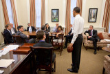President Obama in Chief of Staff Bill Daley's office: White House, April 8, 2011 Photographic Print